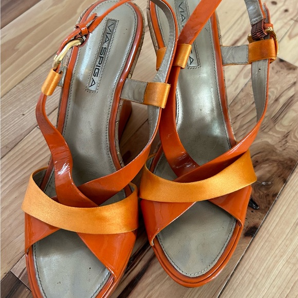 Via Spiga orange wedge sandals size 7.5 - Picture 3 of 7